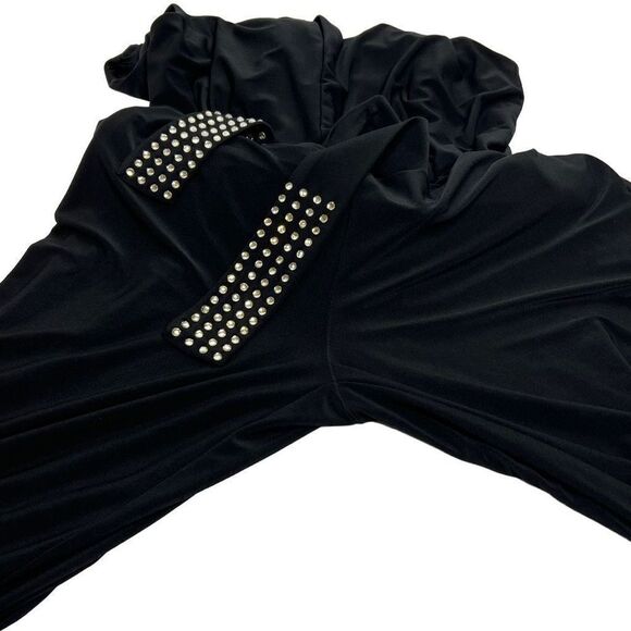 Tommy Hilfiger black sleeveless wide leg jumpsuit with rhinestone embellished ti - Picture 3 of 14
